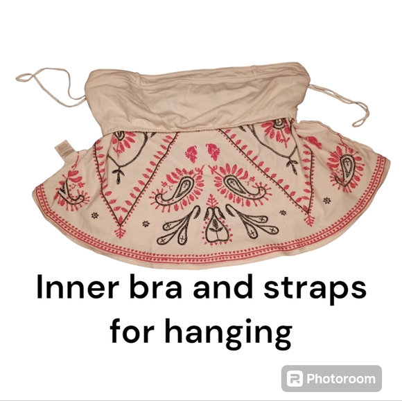 Free People Knit Top with Black and Rust Embroidery. Large. Discontinued - Picture 4 of 7